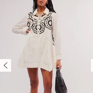 Free People Women’s Medium Mini Dress Mirage Crochet Popover Boho Beachy cottage